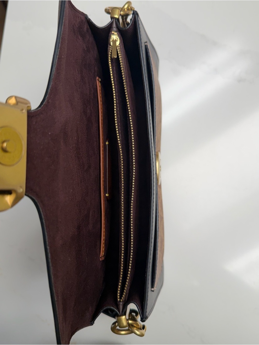 Coach Tabby 26 Black Leather & Brown Signature Canvas Crossbody with Gold 'C' - Picture 11 of 11